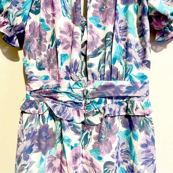 NWT For Love & Lemons Shelly Floral Lilac Ruffled Mini Puff Sleeve DressMSRP$236 - Picture 14 of 16